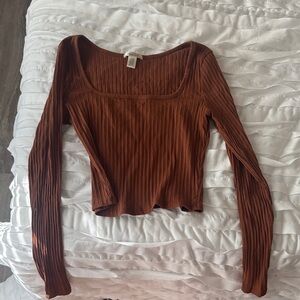 Bozzolo Rust Long Sleeve Ribbed Top